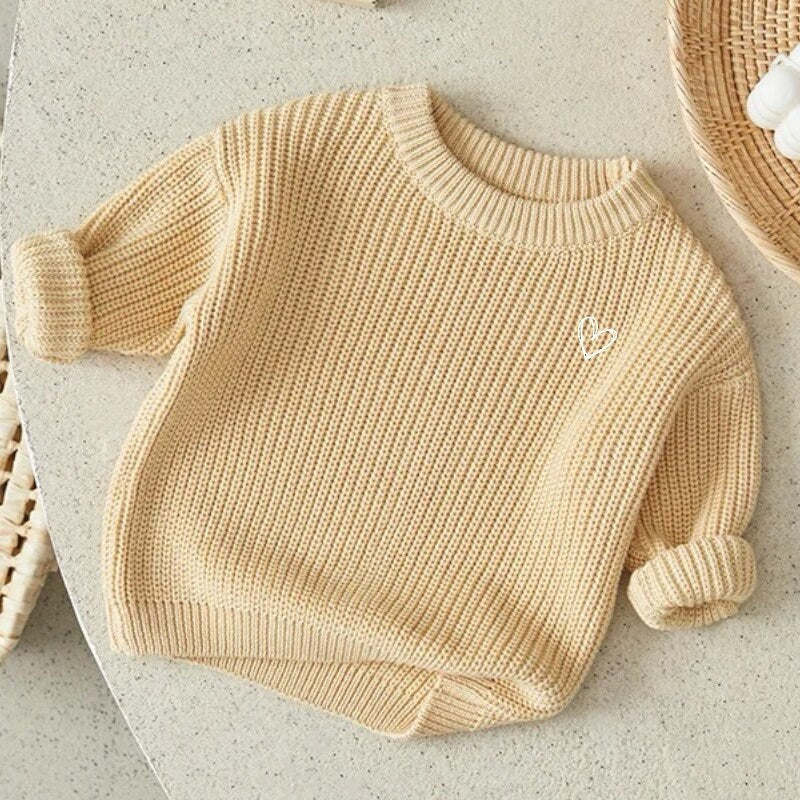 Heart Cotton knit Baby and kids fall sweater/baby sweatshirt/baby gift/baby shower/baby clothes/knit sweater/kids/toddler/crewneck