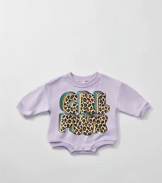 Leopard girl power Baby Sweatshirt ROMPER bodysuit baby clothes sweatshirt/crewneck /newborn/baby girl/infant/bubble onesie/boy baby gift