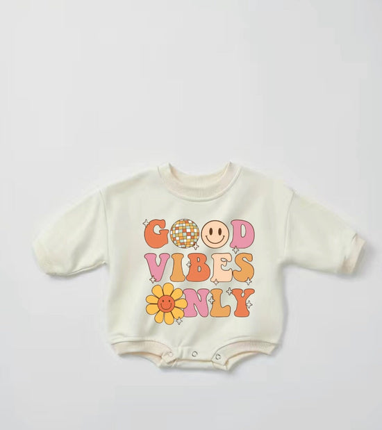 Good vibes Baby Sweatshirt ROMPER bodysuit baby clothes sweatshirt/crewneck /newborn/baby girl/infant/bubble onesie/boy baby gift