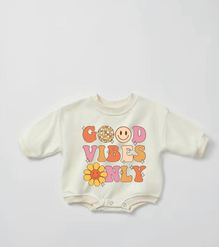 Good vibes Baby Sweatshirt ROMPER bodysuit baby clothes sweatshirt/crewneck /newborn/baby girl/infant/bubble onesie/boy baby gift