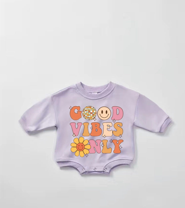 Good vibes Baby Sweatshirt ROMPER bodysuit baby clothes sweatshirt/crewneck /newborn/baby girl/infant/bubble onesie/boy baby gift