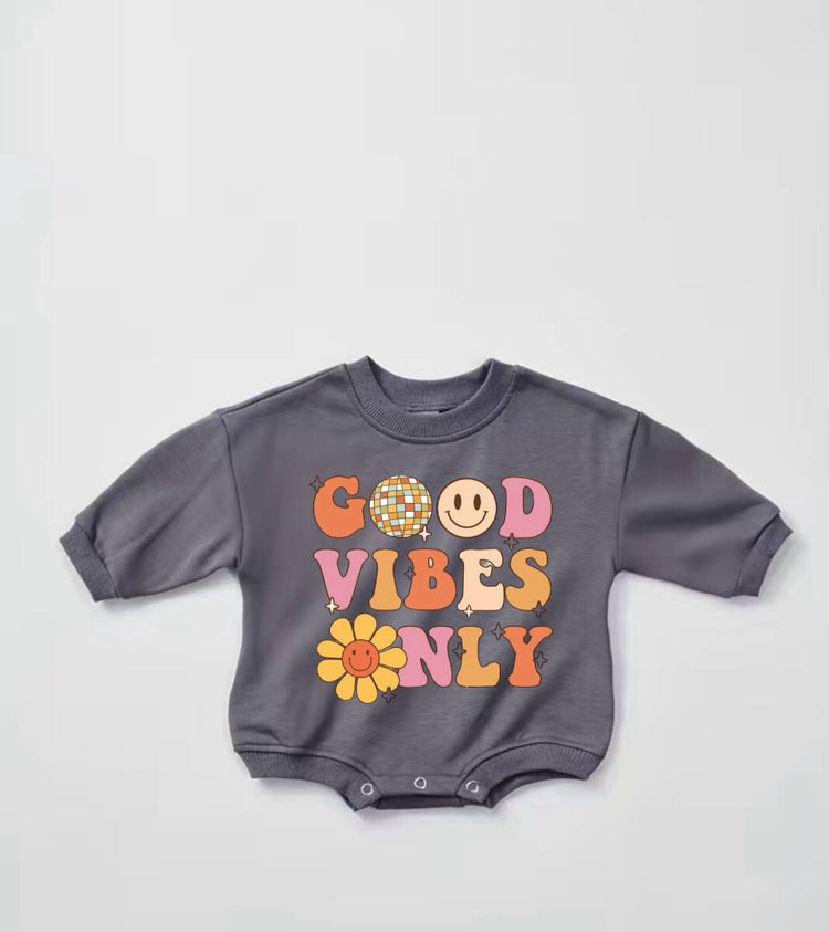 Good vibes Baby Sweatshirt ROMPER bodysuit baby clothes sweatshirt/crewneck /newborn/baby girl/infant/bubble onesie/boy baby gift