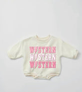 pink Baby western Sweatshirt ROMPER baby clothes sweatshirt/crewneck /newborn/baby girl/infant/bubble onesie/boy baby gift / leopard