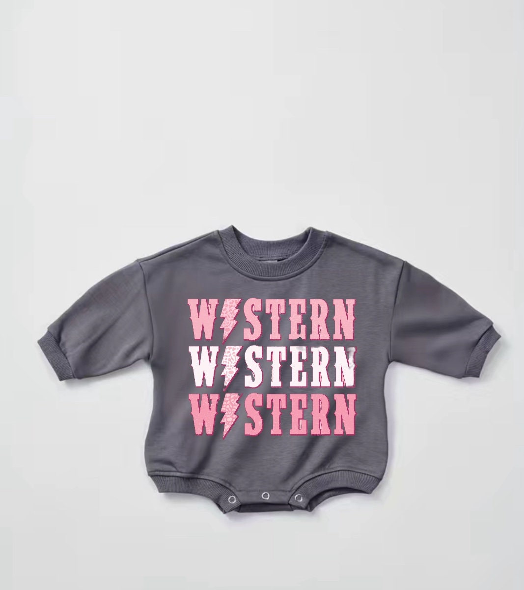 pink Baby western Sweatshirt ROMPER baby clothes sweatshirt/crewneck /newborn/baby girl/infant/bubble onesie/boy baby gift / leopard