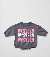 pink Baby western Sweatshirt ROMPER baby clothes sweatshirt/crewneck /newborn/baby girl/infant/bubble onesie/boy baby gift / leopard