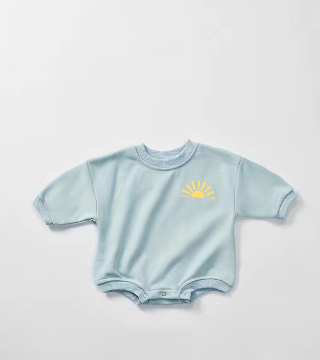 Retro Baby & kids sun Sweatshirt ROMPER bodysuit, baby cotton clothes, crewneck, toddler, newborn, baby girl, bubble onesie, baby boy gift