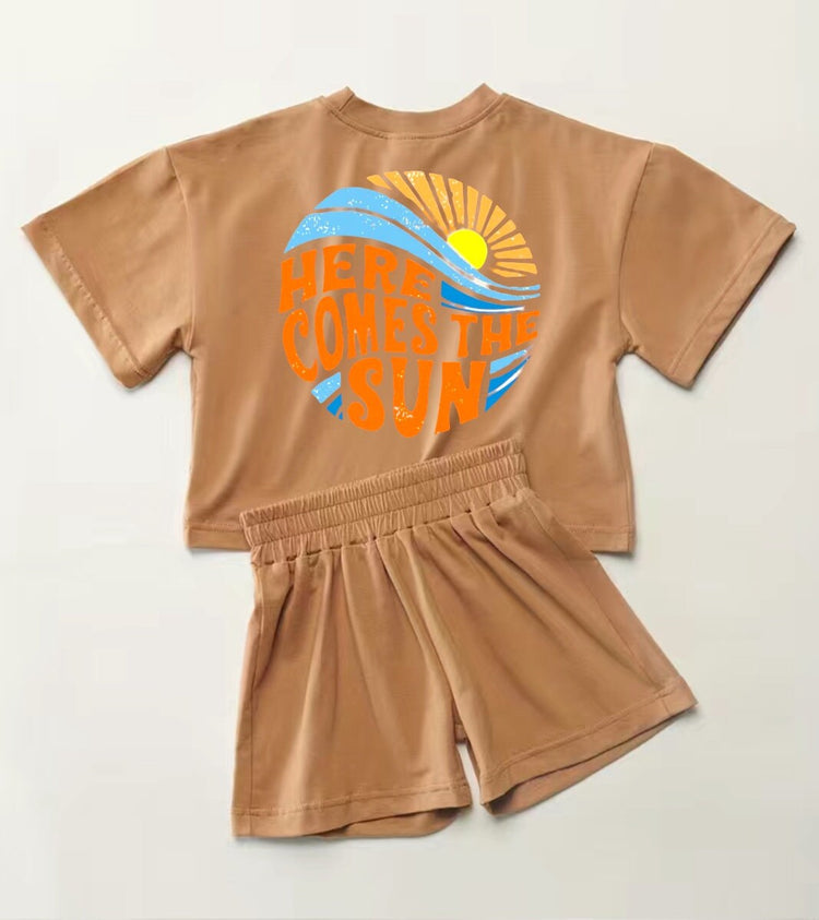 Sun Baby toddler 100% cotton outfit, baby Clothing set, shirt, shorts, baby girl , baby clothes, baby shower, gift, baby boy, retro kids