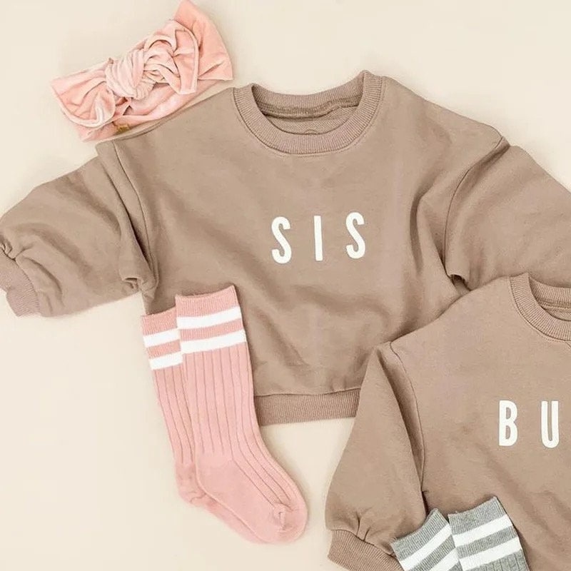 Big sis bubba Baby and Toddler Oversized Cotton Sweatshirts / toddler clothes / crew sweat / toddler sister sweater / baby gift baby girl