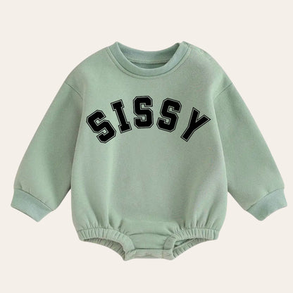 Soft warm fleece Baby girl sissy Oversized Sweatshirt Romper / bubble / onesie / baby clothes / baby girl sister / baby sis / outfit / gift