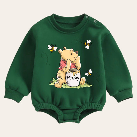 Soft warm fleece Baby pooh Oversized Sweatshirt Romper / bubble / onesie / baby clothes / baby girl / baby boy / outfit / gift