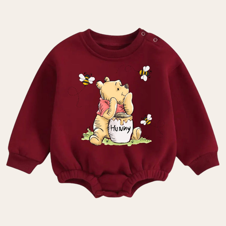 Soft warm fleece Baby pooh Oversized Sweatshirt Romper / bubble / onesie / baby clothes / baby girl / baby boy / outfit / gift