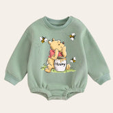 Soft warm fleece Baby pooh Oversized Sweatshirt Romper / bubble / onesie / baby clothes / baby girl / baby boy / outfit / gift