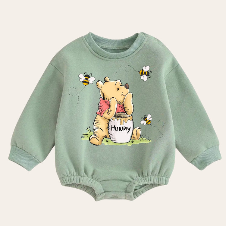 Soft warm fleece Baby pooh Oversized Sweatshirt Romper / bubble / onesie / baby clothes / baby girl / baby boy / outfit / gift