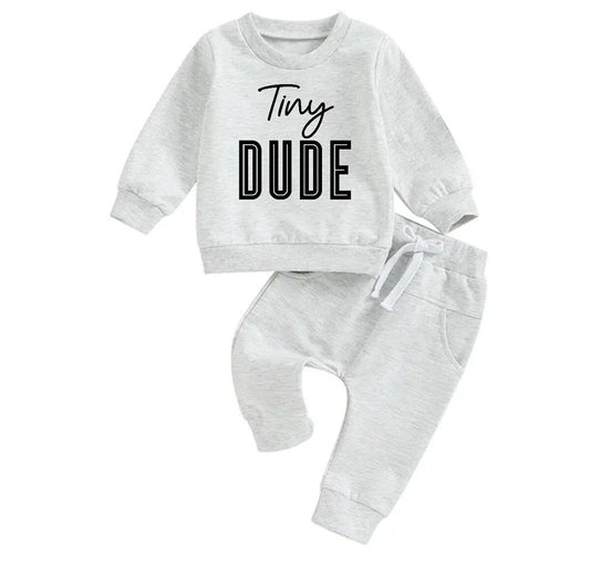 Tiny dude Baby toddler boy outfit | Newborn | Long sleeve + Pants | baby sweatshirt newborn | Baby Gift | Baby Boy clothes / baby girl