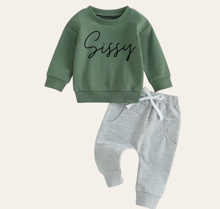Sissy Baby girl sweatshirt and pants outfit | Newborn | sister shirt | sweatshirt newborn Clothes | Baby Gift | Baby girl crewneck big sis