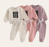 big sis Baby girl sweatshirt and pants outfit | Newborn | sister shirt | sweatshirt newborn Clothes | Baby Gift | Baby girl crewneck /