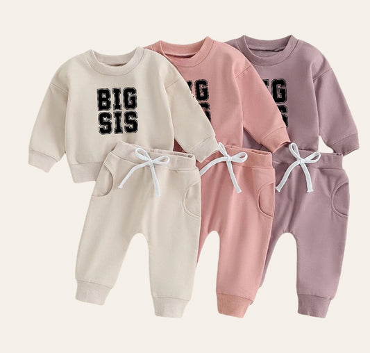 big sis Baby girl sweatshirt and pants outfit | Newborn | sister shirt | sweatshirt newborn Clothes | Baby Gift | Baby girl crewneck /