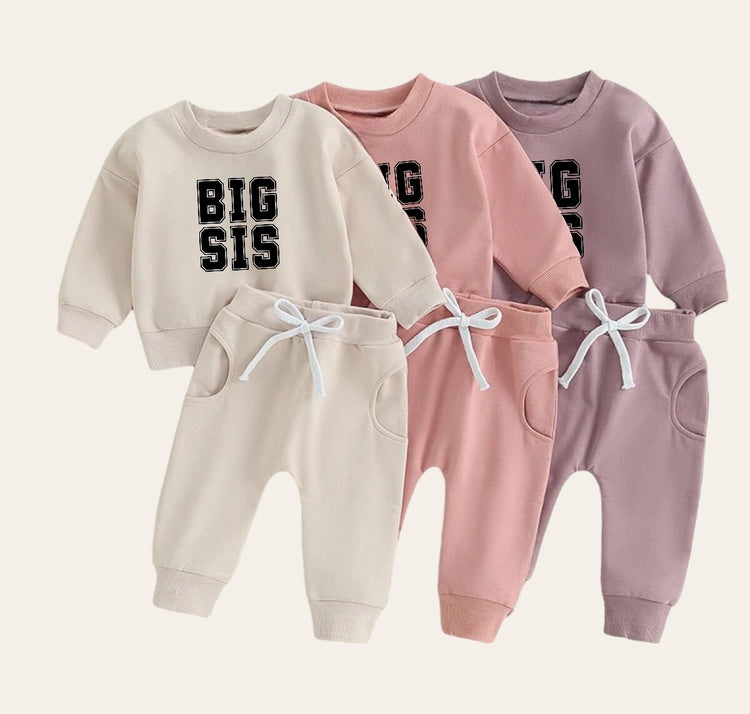 big sis Baby girl sweatshirt and pants outfit | Newborn | sister shirt | sweatshirt newborn Clothes | Baby Gift | Baby girl crewneck /