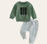 big sis Baby girl sweatshirt and pants outfit | Newborn | sister shirt | sweatshirt newborn Clothes | Baby Gift | Baby girl crewneck /