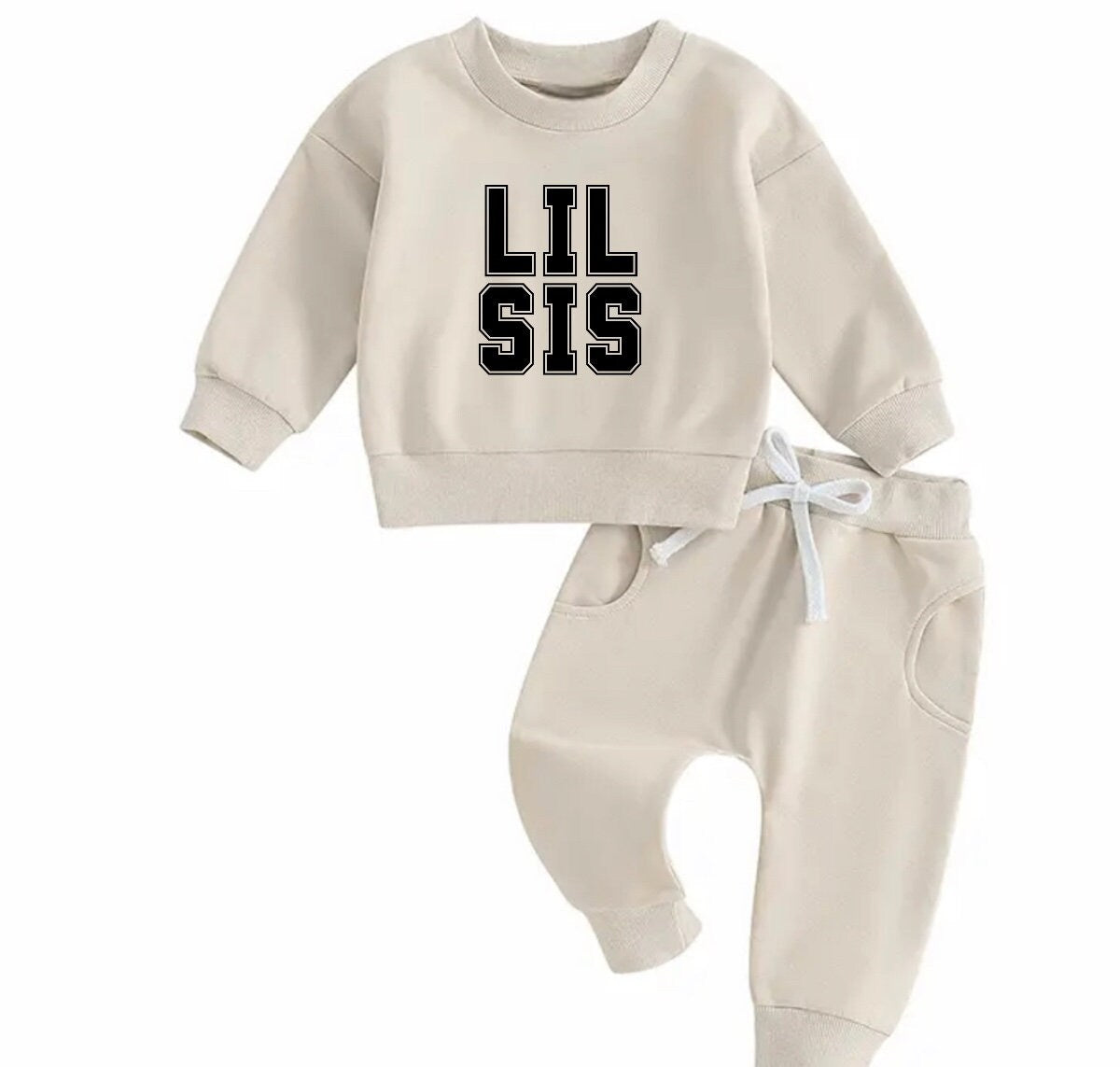 Lil sis Baby girl sweatshirt and pants outfit | Newborn | sister shirt | sweatshirt newborn Clothes | Baby Gift | Baby girl crewneck /
