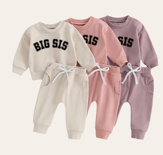 big sis Baby girl sweatshirt and pants outfit | Newborn | sister shirt | sweatshirt newborn Clothes | Baby Gift | Baby girl crewneck /