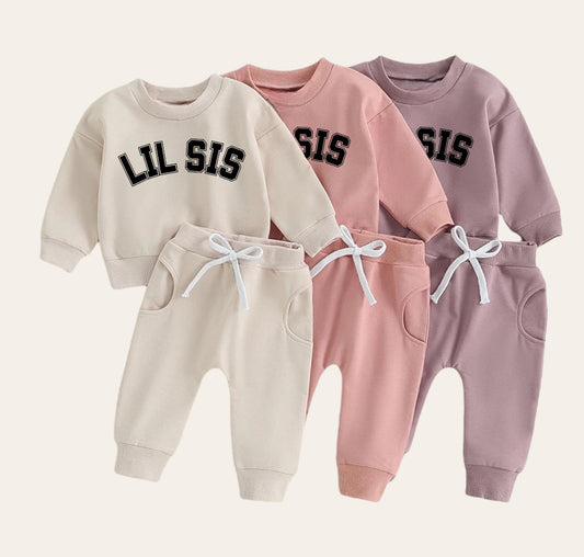 Lil sis Baby girl sweatshirt and pants outfit | Newborn | sister shirt | sweatshirt newborn Clothes | Baby Gift | Baby girl crewneck /