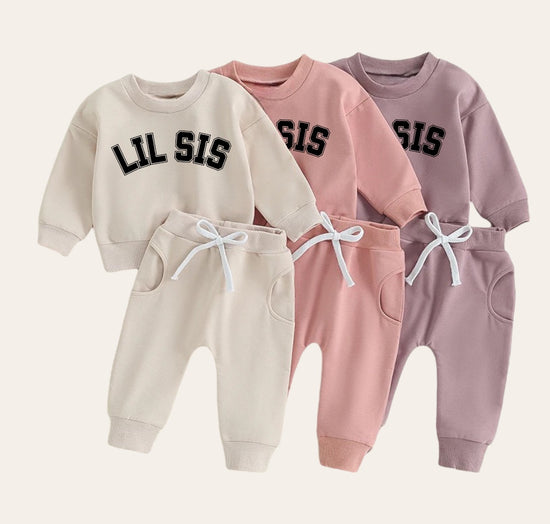 Lil sis Baby girl sweatshirt and pants outfit | Newborn | sister shirt | sweatshirt newborn Clothes | Baby Gift | Baby girl crewneck /