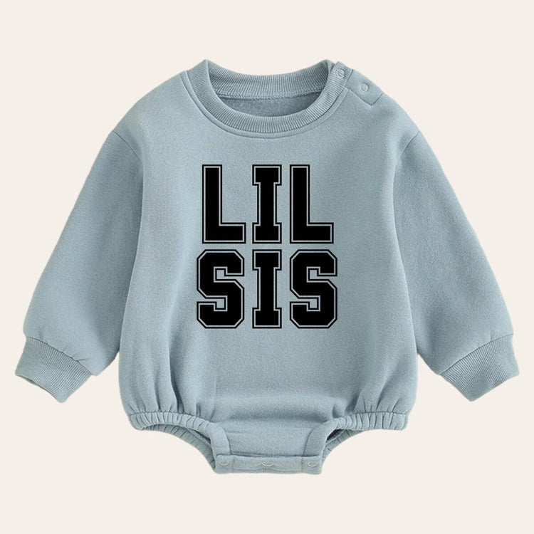 Soft warm fleece Baby girl lil sis Sweatshirt Romper / bubble / onesie / baby clothes / baby girl sister / baby sis / outfit / gift