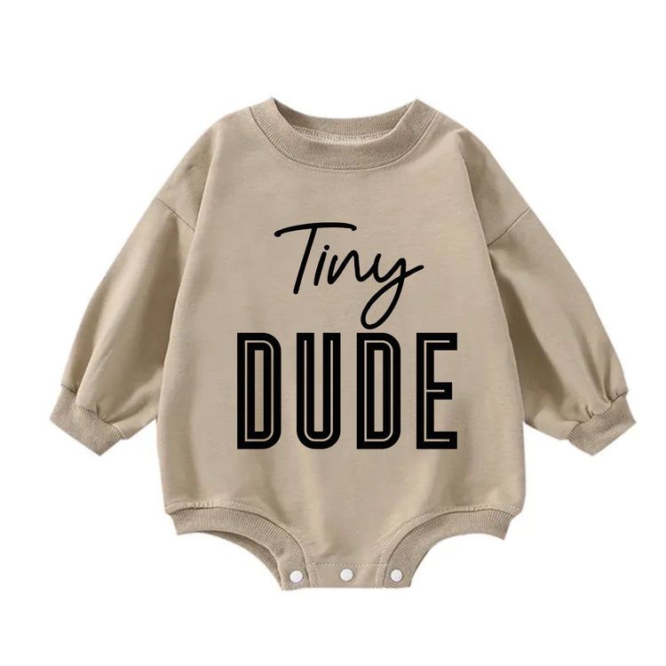 Tiny dude baby SWEATSHIRT Romper bodysuit / baby clothes / baby sweater / bubble onesie / baby girl / baby gift / baby boy / new baby