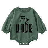 Tiny dude baby SWEATSHIRT Romper bodysuit / baby clothes / baby sweater / bubble onesie / baby girl / baby gift / baby boy / new baby