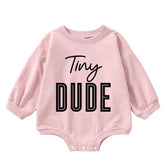 Tiny dude baby SWEATSHIRT Romper bodysuit / baby clothes / baby sweater / bubble onesie / baby girl / baby gift / baby boy / new baby