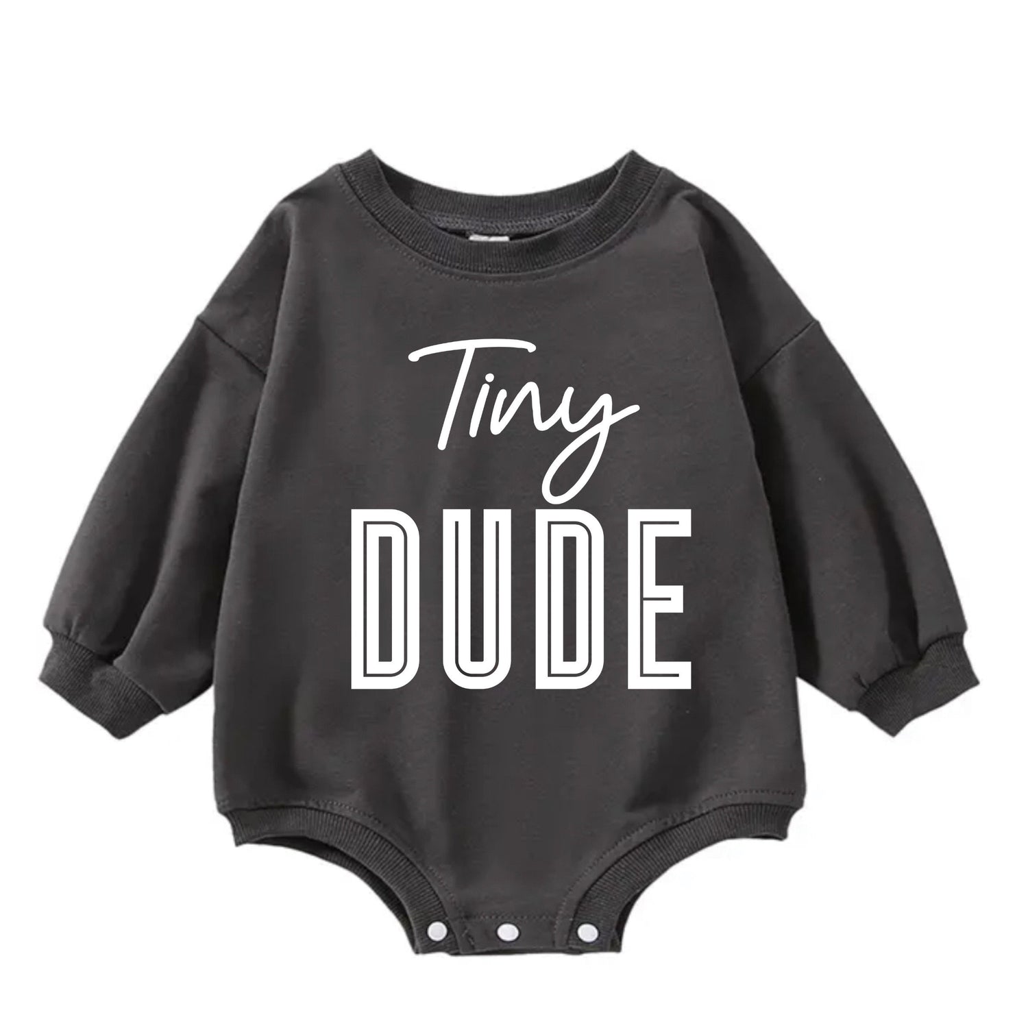 Tiny dude baby SWEATSHIRT Romper bodysuit / baby clothes / baby sweater / bubble onesie / baby girl / baby gift / baby boy / new baby
