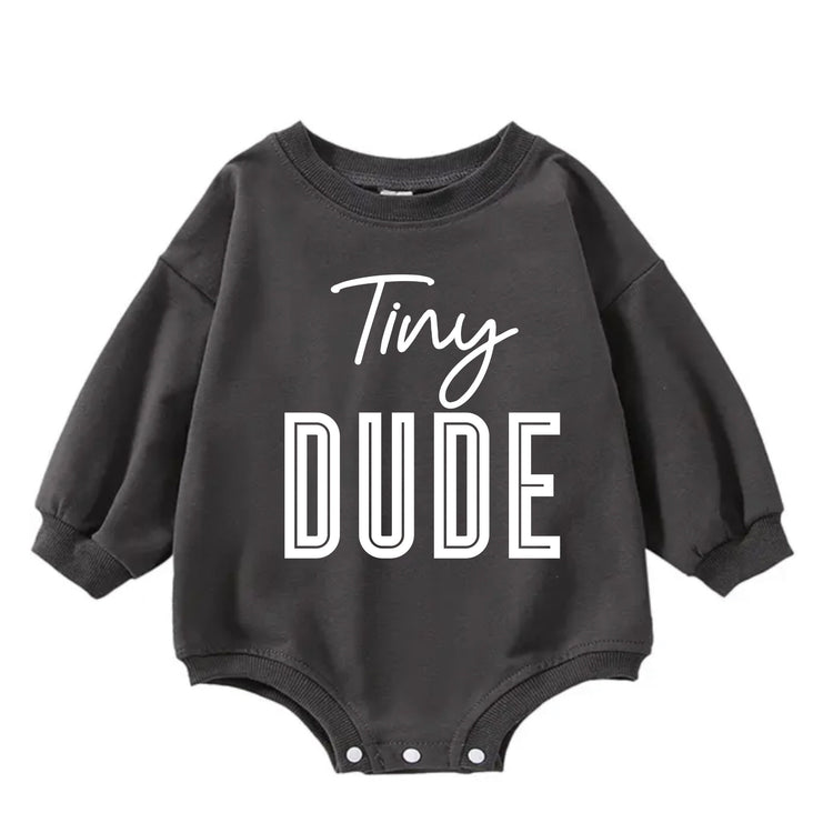 Tiny dude baby SWEATSHIRT Romper bodysuit / baby clothes / baby sweater / bubble onesie / baby girl / baby gift / baby boy / new baby