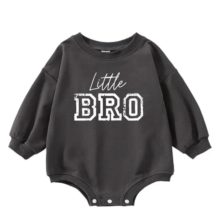 Little bro baby SWEATSHIRT Romper bodysuit / baby boy clothes / baby sweater / bubble onesie / baby brother / baby gift / new baby /announce