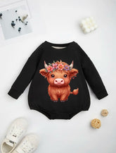 Highland cow baby girl SWEATSHIRT Romper bodysuit / baby clothes / baby sweater / bubble onesie / baby girl / baby gift / newborn / new baby