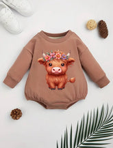 Highland cow baby girl SWEATSHIRT Romper bodysuit / baby clothes / baby sweater / bubble onesie / baby girl / baby gift / newborn / new baby