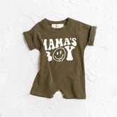Baby boy ROMPER bodysuit, baby boy tshirt, newborn, cotton, baby boy onesie, infant, mamas boy, baby announcement, baby boy gift, baby retro