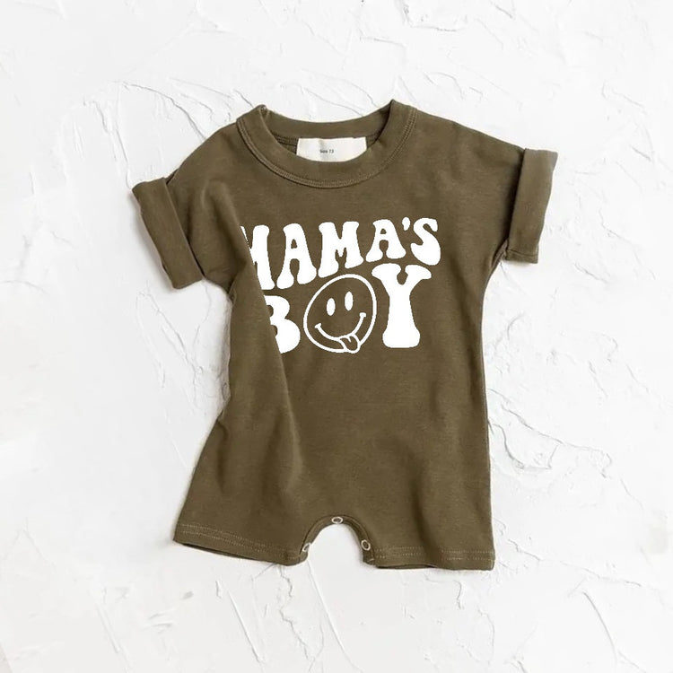 Baby boy ROMPER bodysuit, baby boy tshirt, newborn, cotton, baby boy onesie, infant, mamas boy, baby announcement, baby boy gift, baby retro