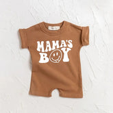Baby boy ROMPER bodysuit, baby boy tshirt, newborn, cotton, baby boy onesie, infant, mamas boy, baby announcement, baby boy gift, baby retro
