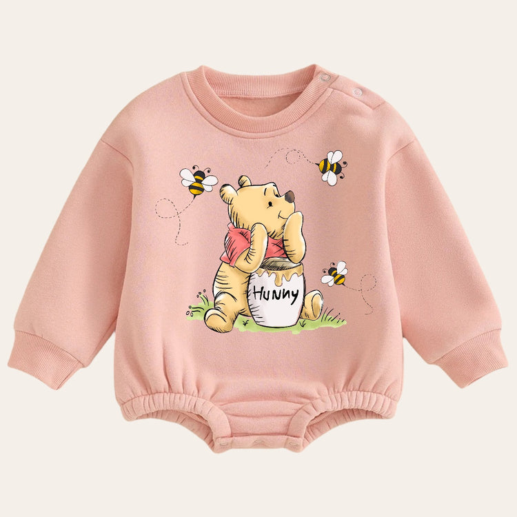 Soft warm fleece Baby pooh Oversized Sweatshirt Romper / bubble / onesie / baby clothes / baby girl / baby boy / outfit / gift