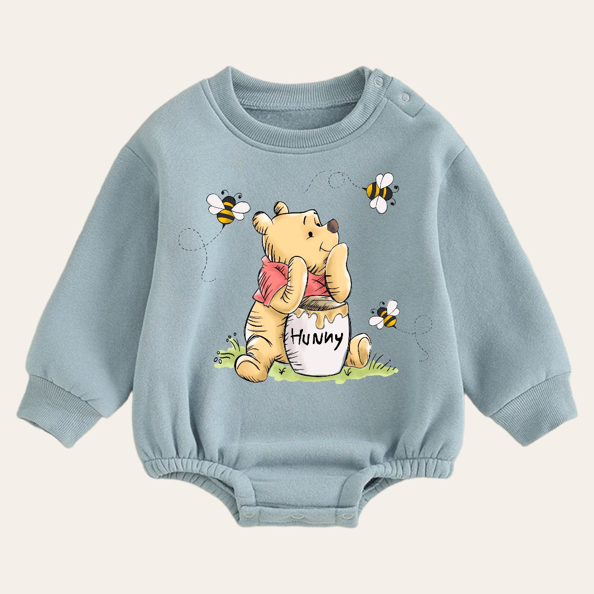 Soft warm fleece Baby pooh Oversized Sweatshirt Romper / bubble / onesie / baby clothes / baby girl / baby boy / outfit / gift