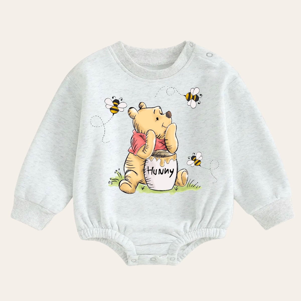 Soft warm fleece Baby pooh Oversized Sweatshirt Romper / bubble / onesie / baby clothes / baby girl / baby boy / outfit / gift