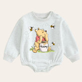 Soft warm fleece Baby pooh Oversized Sweatshirt Romper / bubble / onesie / baby clothes / baby girl / baby boy / outfit / gift