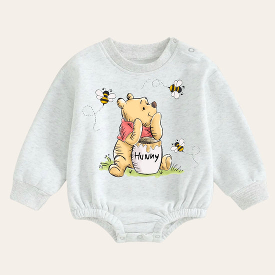 Soft warm fleece Baby pooh Oversized Sweatshirt Romper / bubble / onesie / baby clothes / baby girl / baby boy / outfit / gift