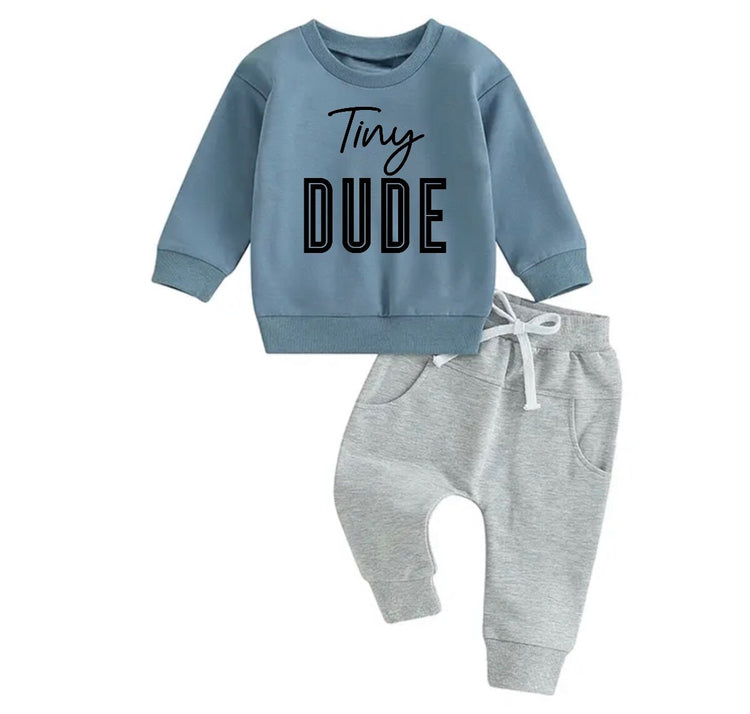 Tiny dude Baby toddler boy outfit | Newborn | Long sleeve + Pants | baby sweatshirt newborn | Baby Gift | Baby Boy clothes / baby girl