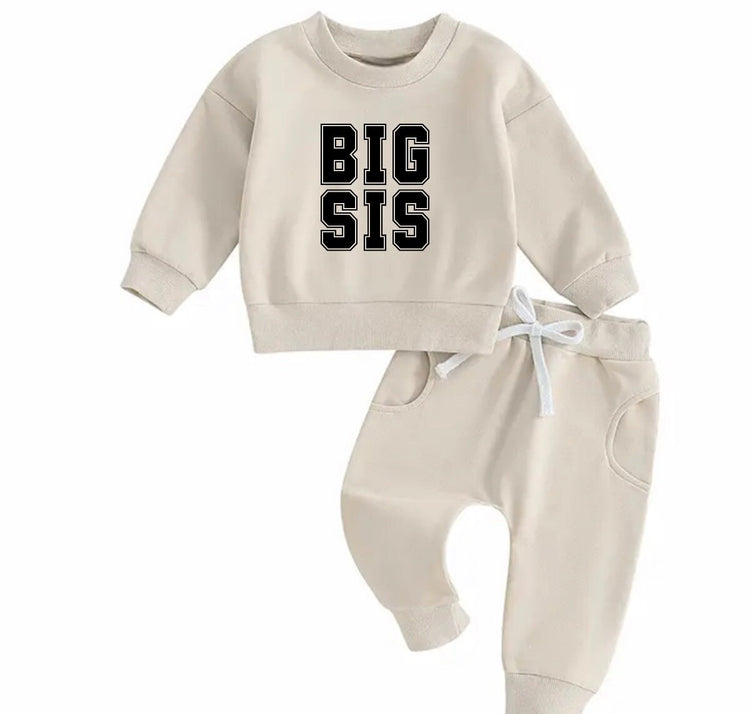 big sis Baby girl sweatshirt and pants outfit | Newborn | sister shirt | sweatshirt newborn Clothes | Baby Gift | Baby girl crewneck /
