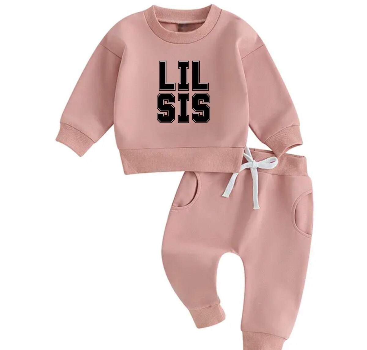Lil sis Baby girl sweatshirt and pants outfit | Newborn | sister shirt | sweatshirt newborn Clothes | Baby Gift | Baby girl crewneck /
