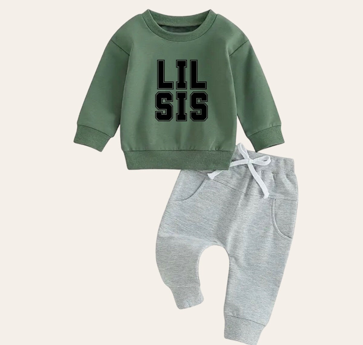 Lil sis Baby girl sweatshirt and pants outfit | Newborn | sister shirt | sweatshirt newborn Clothes | Baby Gift | Baby girl crewneck /