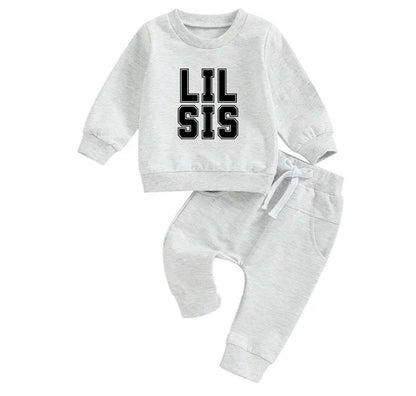 Lil sis Baby girl sweatshirt and pants outfit | Newborn | sister shirt | sweatshirt newborn Clothes | Baby Gift | Baby girl crewneck /