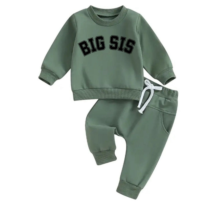 big sis Baby girl sweatshirt and pants outfit | Newborn | sister shirt | sweatshirt newborn Clothes | Baby Gift | Baby girl crewneck /